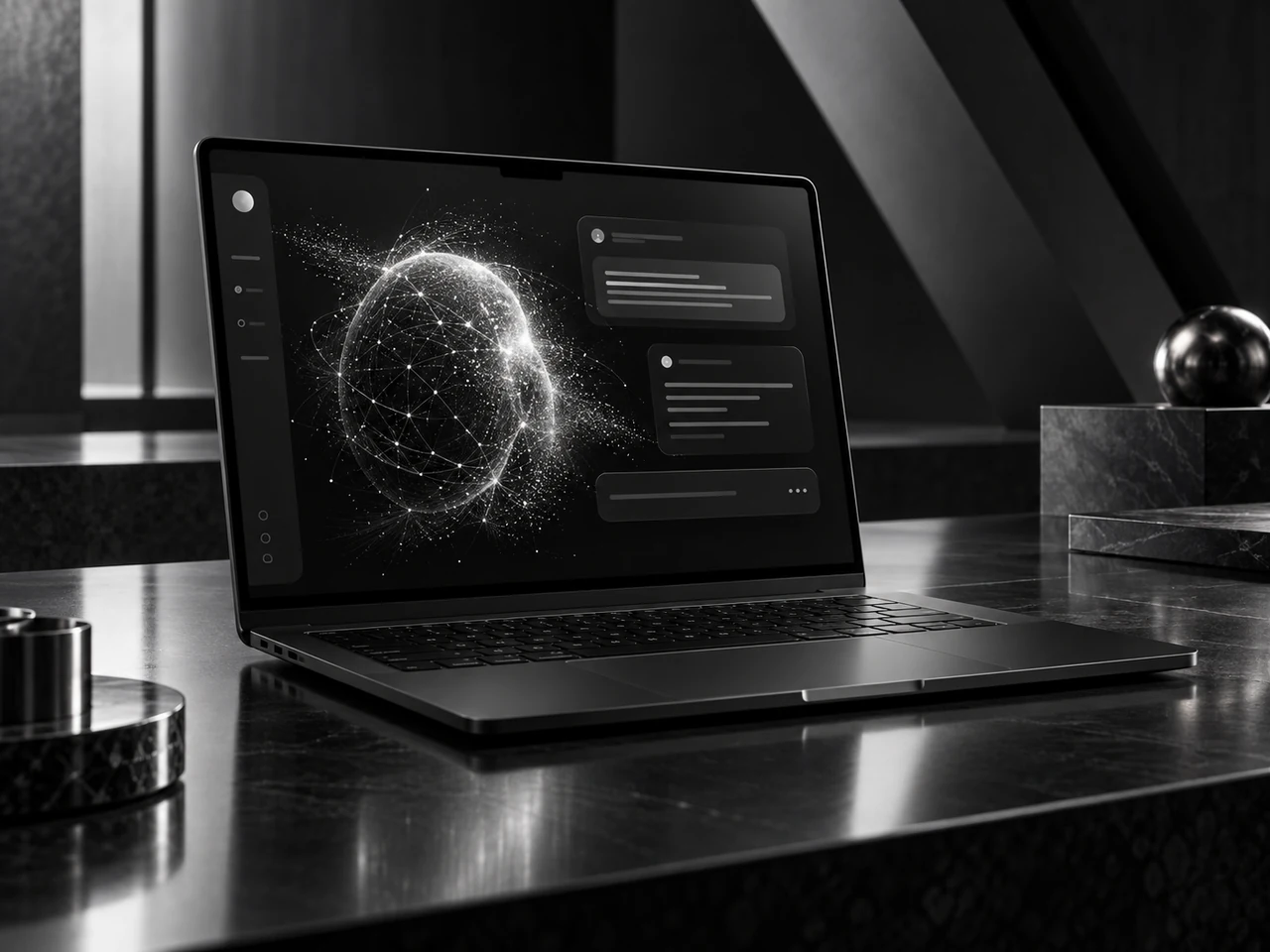 Mockup ilustrativo de um espaço de trabalho com inteligência artificial